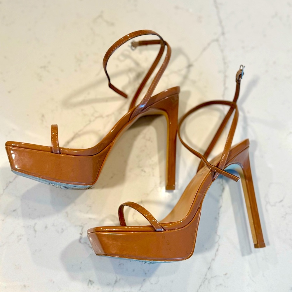 Nude Platform Stiletto Heel with Ankle Strap